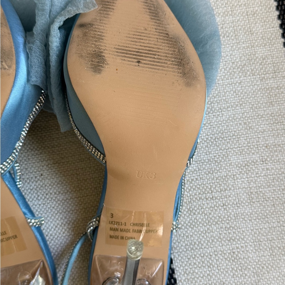 EGO Blue Heels with Bow and Rhinestone Accent Size 5 - Picture 9 of 15